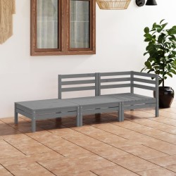 vidaXL Juego de muebles de jardín 3 pzas madera maciza de pino blanco