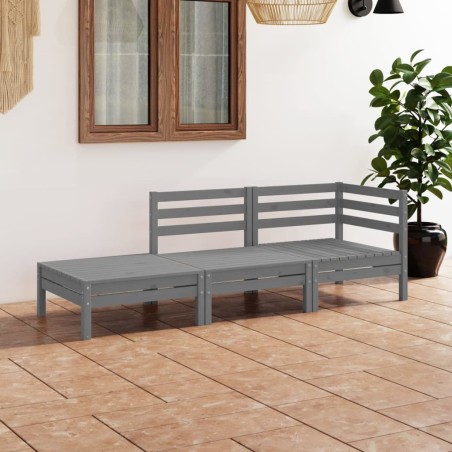 vidaXL Juego de muebles de jardín 3 pzas madera maciza de pino blanco