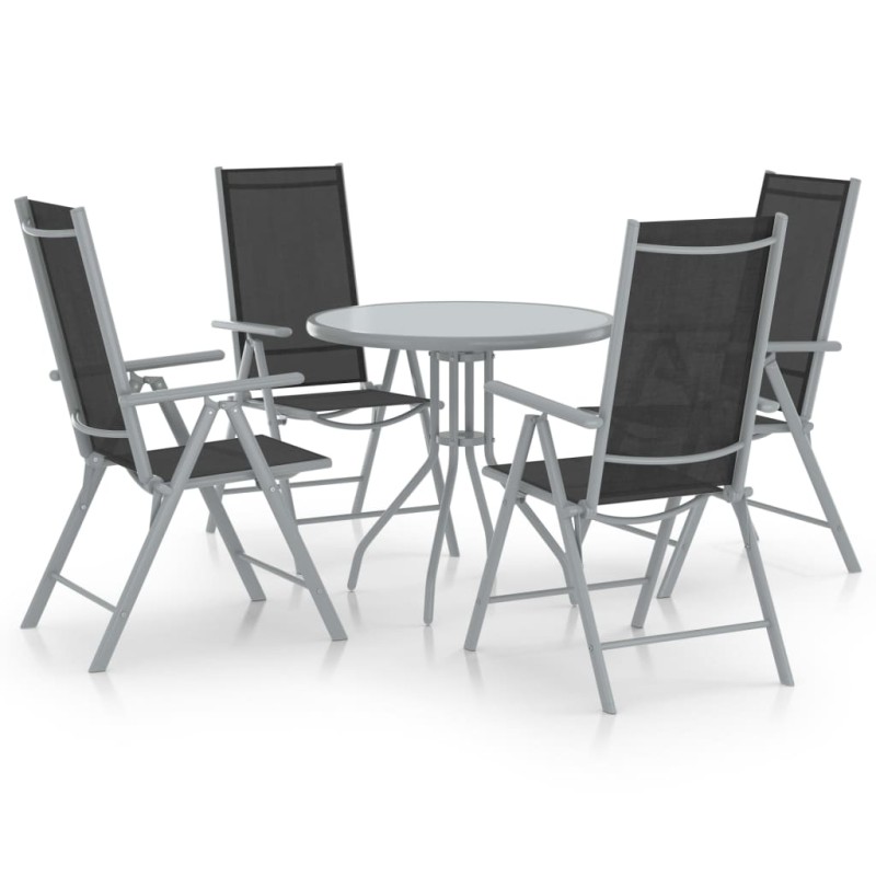 vidaXL Set de comedor para jardín 5 piezas aluminio y textilene plata vidaXL Set de comedor para jardín 5 piezas aluminio y textilene plata