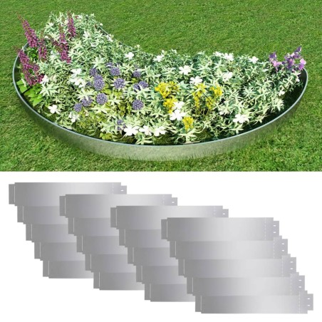 vidaXL Cercas para césped 20 piezas acero galvanizado 100x20 cm