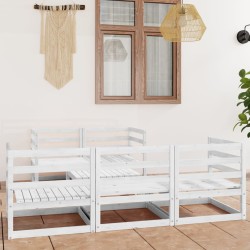 vidaXL Set de salón de jardín de 6 pzas blanco madera maciza de pino