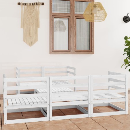 vidaXL Set de salón de jardín de 6 pzas blanco madera maciza de pino