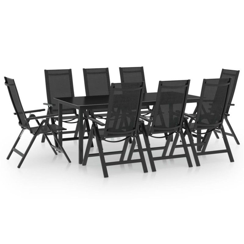 vidaXL Juego de comedor para jardín 9 piezas aluminio gris antracita vidaXL Juego de comedor para jardín 9 piezas aluminio gris antracita