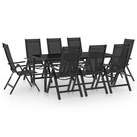 vidaXL Juego de comedor para jardín 9 piezas aluminio gris antracita