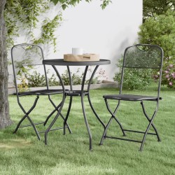 vidaXL Set de comedor de jardín 3 pzas malla metal expandido antracita