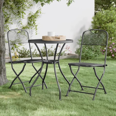 vidaXL Set de comedor de jardín 3 pzas malla metal expandido antracita