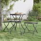 vidaXL Set de comedor de jardín 3 pzas malla metal expandido antracita