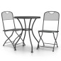 vidaXL Set de comedor de jardín 3 pzas malla metal expandido antracita