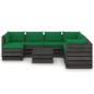 vidaXL Muebles de jardín 9 piezas con cojines madera impregnada gris vidaXL Muebles de jardín 9 piezas con cojines madera impregnada gris