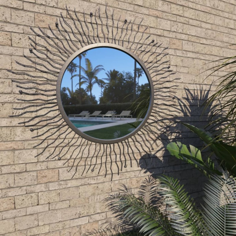 vidaXL Espejo de pared de jardín con forma de sol 80 cm negro vidaXL Espejo de pared de jardín con forma de sol 80 cm negro