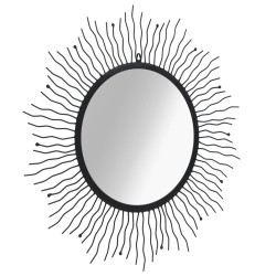 vidaXL Espejo de pared de jardín con forma de sol 80 cm negro