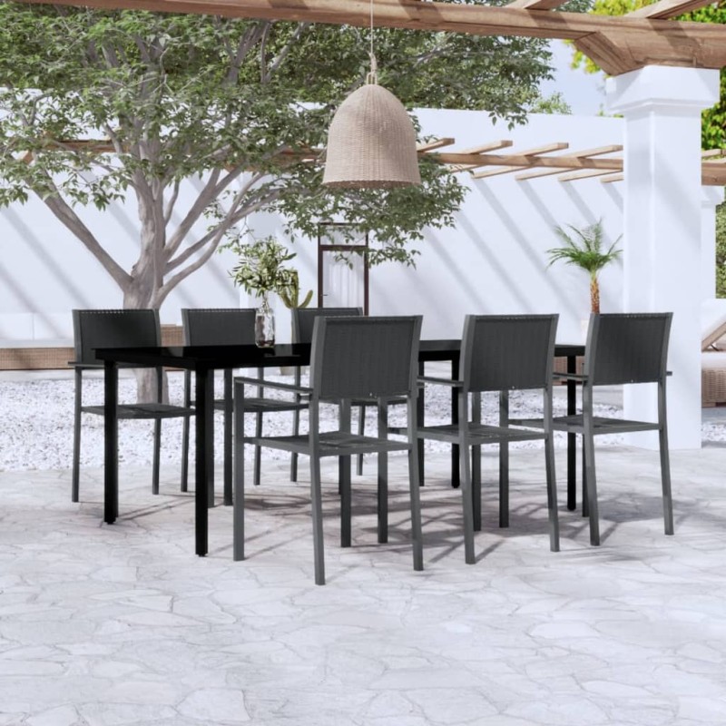 vidaXL Juego de comedor para jardín 7 piezas negro vidaXL Juego de comedor para jardín 7 piezas negro