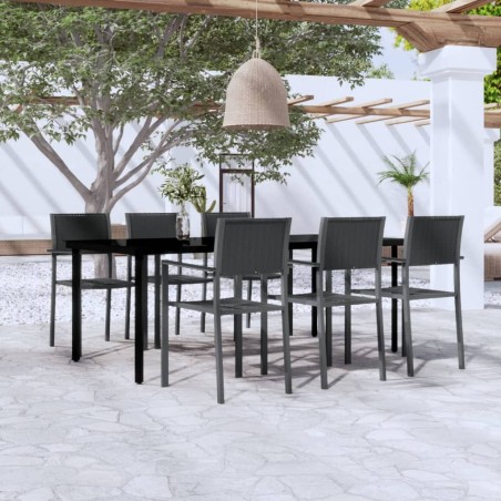 vidaXL Juego de comedor para jardín 7 piezas negro