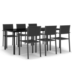 vidaXL Juego de comedor para jardín 7 piezas negro