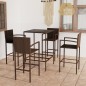 vidaXL Set de bar de jardín 5 piezas y cojines ratán sintético marrón vidaXL Set de bar de jardín 5 piezas y cojines ratán sintético marrón