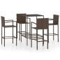 vidaXL Set de bar de jardín 5 piezas y cojines ratán sintético marrón vidaXL Set de bar de jardín 5 piezas y cojines ratán sintético marrón