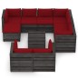 vidaXL Muebles de jardín 10 piezas con cojines madera impregnada gris