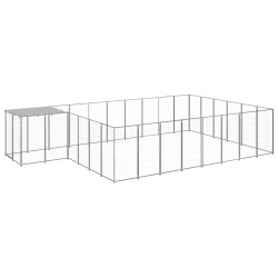 vidaXL Perrera plateada 15,73 m² acero  