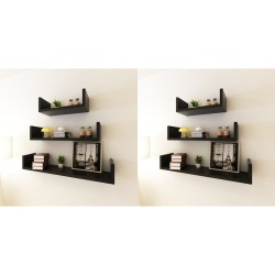 vidaXL Estantes de pared 6 unidades negro