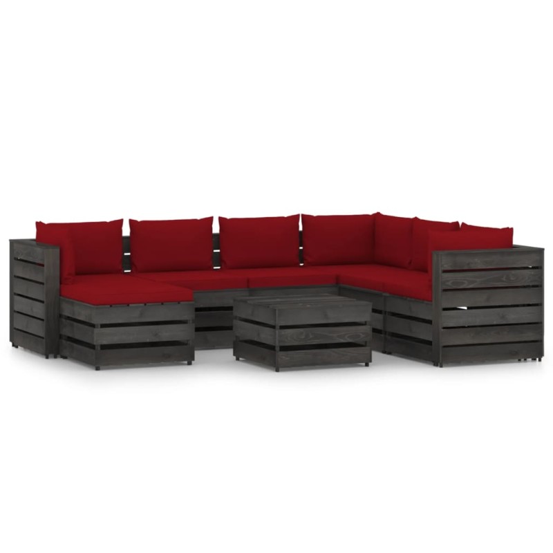 vidaXL Muebles de jardín 8 piezas con cojines madera impregnada gris vidaXL Muebles de jardín 8 piezas con cojines madera impregnada gris