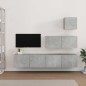 vidaXL Set de muebles de TV 4 pzas madera contrachapada gris hormigón
