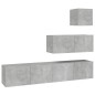vidaXL Set de muebles de TV 4 pzas madera contrachapada gris hormigón