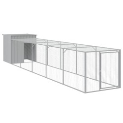 vidaXL Gallinero con corral acero galvanizado gris claro 110x609x110cm
