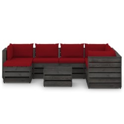 vidaXL Muebles de jardín 8 piezas con cojines madera impregnada gris