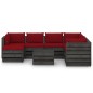 vidaXL Muebles de jardín 8 piezas con cojines madera impregnada gris vidaXL Muebles de jardín 8 piezas con cojines madera impregnada gris