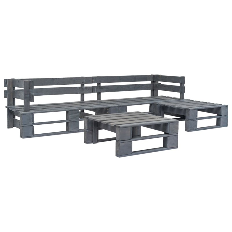 vidaXL Set de muebles de palés para jardín 4 piezas madera gris vidaXL Set de muebles de palés para jardín 4 piezas madera gris