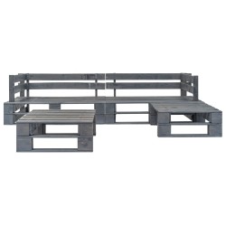 vidaXL Set de muebles de palés para jardín 4 piezas madera gris