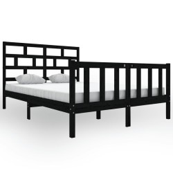 vidaXL Estructura de cama de madera maciza de pino negro 140x200 cm