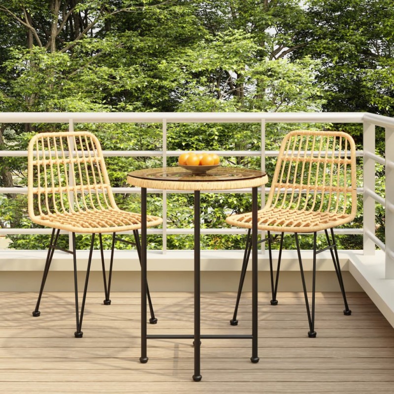 vidaXL Juego de comedor de jardín 3 piezas ratán sintético vidaXL Juego de comedor de jardín 3 piezas ratán sintético