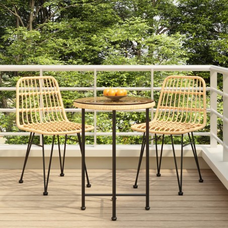 vidaXL Juego de comedor de jardín 3 piezas ratán sintético