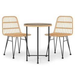 vidaXL Juego de comedor de jardín 3 piezas ratán sintético
