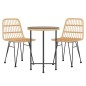 vidaXL Juego de comedor de jardín 3 piezas ratán sintético vidaXL Juego de comedor de jardín 3 piezas ratán sintético