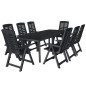 vidaXL Conjunto de comedor de jardín 9 piezas plástico gris antracita