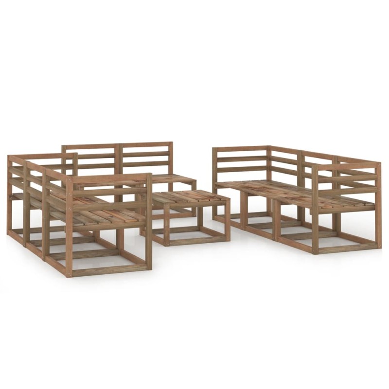 vidaXL Muebles de jardín 9 pzas cojines madera pino impregnada marrón vidaXL Muebles de jardín 9 pzas cojines madera pino impregnada marrón