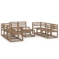 vidaXL Muebles de jardín 9 pzas cojines madera pino impregnada marrón vidaXL Muebles de jardín 9 pzas cojines madera pino impregnada marrón