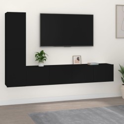 vidaXL Set de muebles para TV 4 piezas madera contrachapada negro
