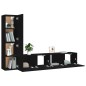 vidaXL Set de muebles para TV 4 piezas madera contrachapada negro