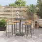 vidaXL Mesa bar y taburetes jardín 5 pzas madera acacia ratán PE gris vidaXL Mesa bar y taburetes jardín 5 pzas madera acacia ratán PE gris