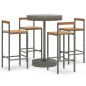 vidaXL Mesa bar y taburetes jardín 5 pzas madera acacia ratán PE gris vidaXL Mesa bar y taburetes jardín 5 pzas madera acacia ratán PE gris