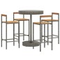 vidaXL Mesa bar y taburetes jardín 5 pzas madera acacia ratán PE gris vidaXL Mesa bar y taburetes jardín 5 pzas madera acacia ratán PE gris