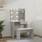 vidaXL Juego de tocador con LED madera contrachapada gris hormigón vidaXL Juego de tocador con LED madera contrachapada gris hormigón