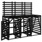 vidaXL Cobertizo triple para cubos de basura madera maciza pino negro vidaXL Cobertizo triple para cubos de basura madera maciza pino negro