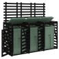 vidaXL Cobertizo triple para cubos de basura madera maciza pino negro vidaXL Cobertizo triple para cubos de basura madera maciza pino negro