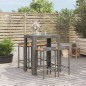 vidaXL Mesa bar y taburetes jardín 5 pzas madera acacia ratán PE gris vidaXL Mesa bar y taburetes jardín 5 pzas madera acacia ratán PE gris