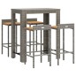 vidaXL Mesa bar y taburetes jardín 5 pzas madera acacia ratán PE gris vidaXL Mesa bar y taburetes jardín 5 pzas madera acacia ratán PE gris