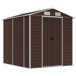 vidaXL Cobertizo de jardín acero galvanizado marrón 191x215x198 cm